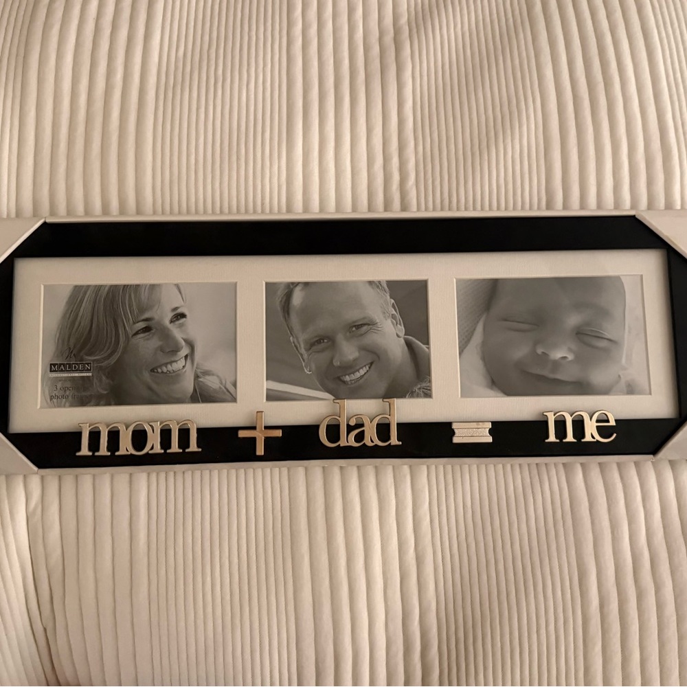 Malden Black and Silver Triple Photo Frame for Parents and Baby